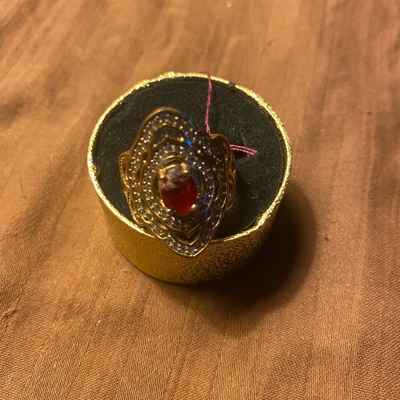 Nice Sterling and yellow gold bronze with a Ruby and white topaz - Picture 2 of 7